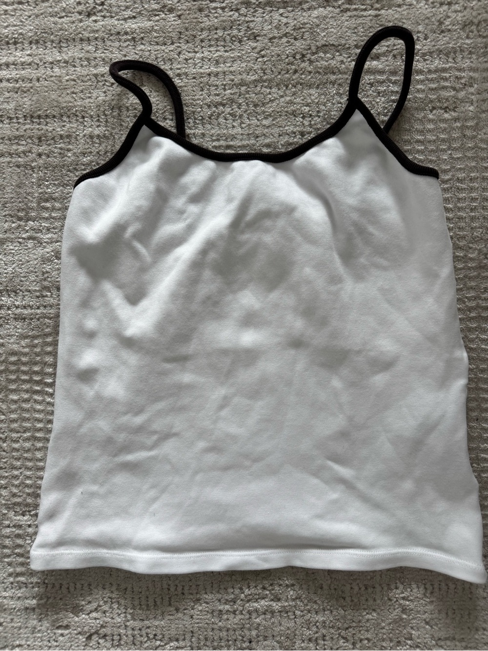 Zara White Tank Top with brown Trim